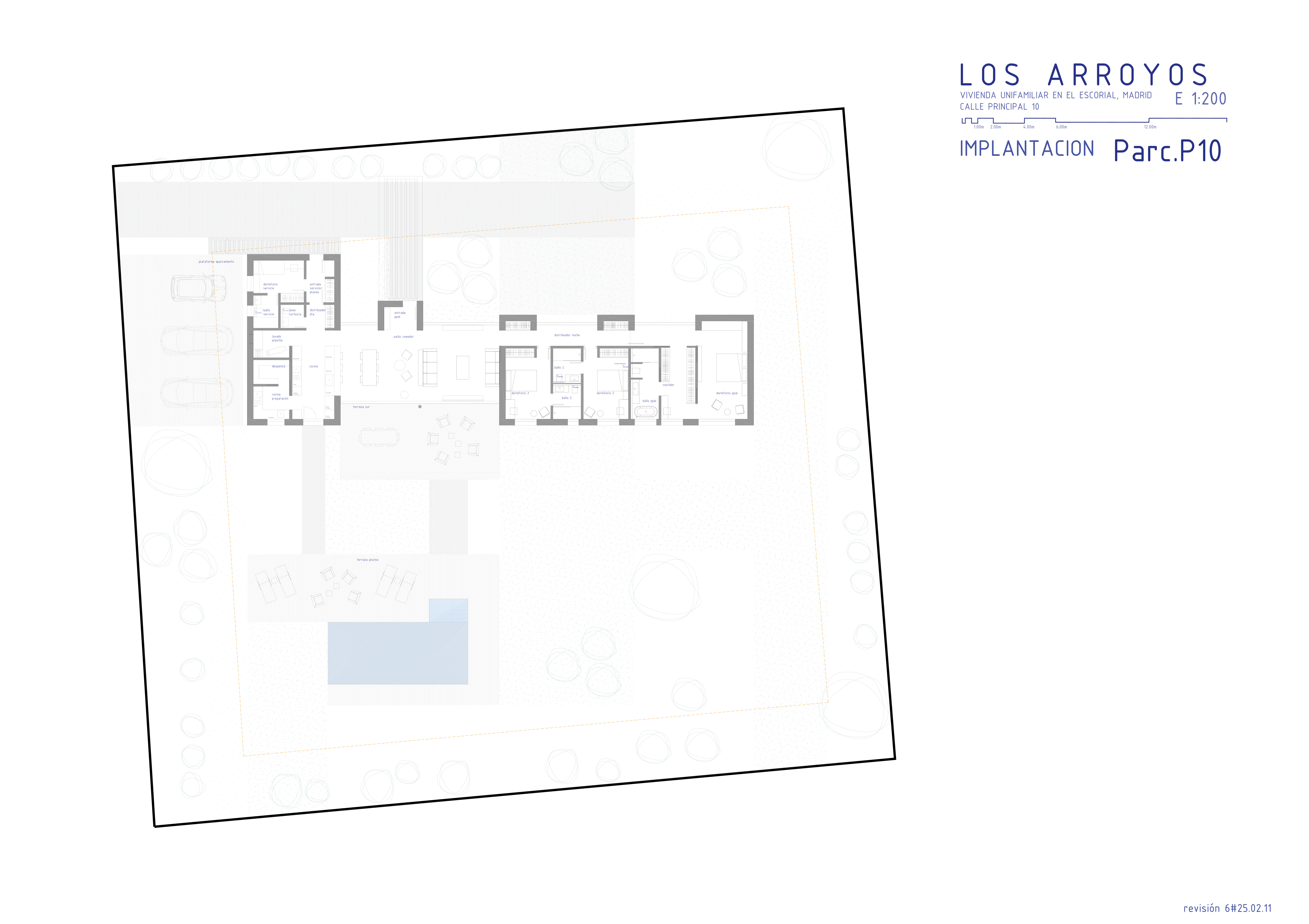 Plano Ciudad Bosque Los Arroyos — Vivienda 220 m² en parcela de 2.000 m²